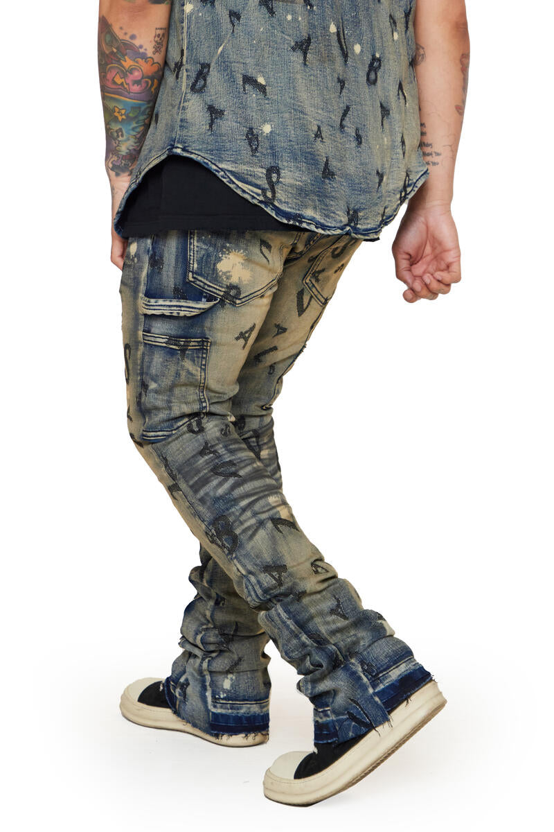 VALABASAS "V-SCRABBLE" DENIM STACKED