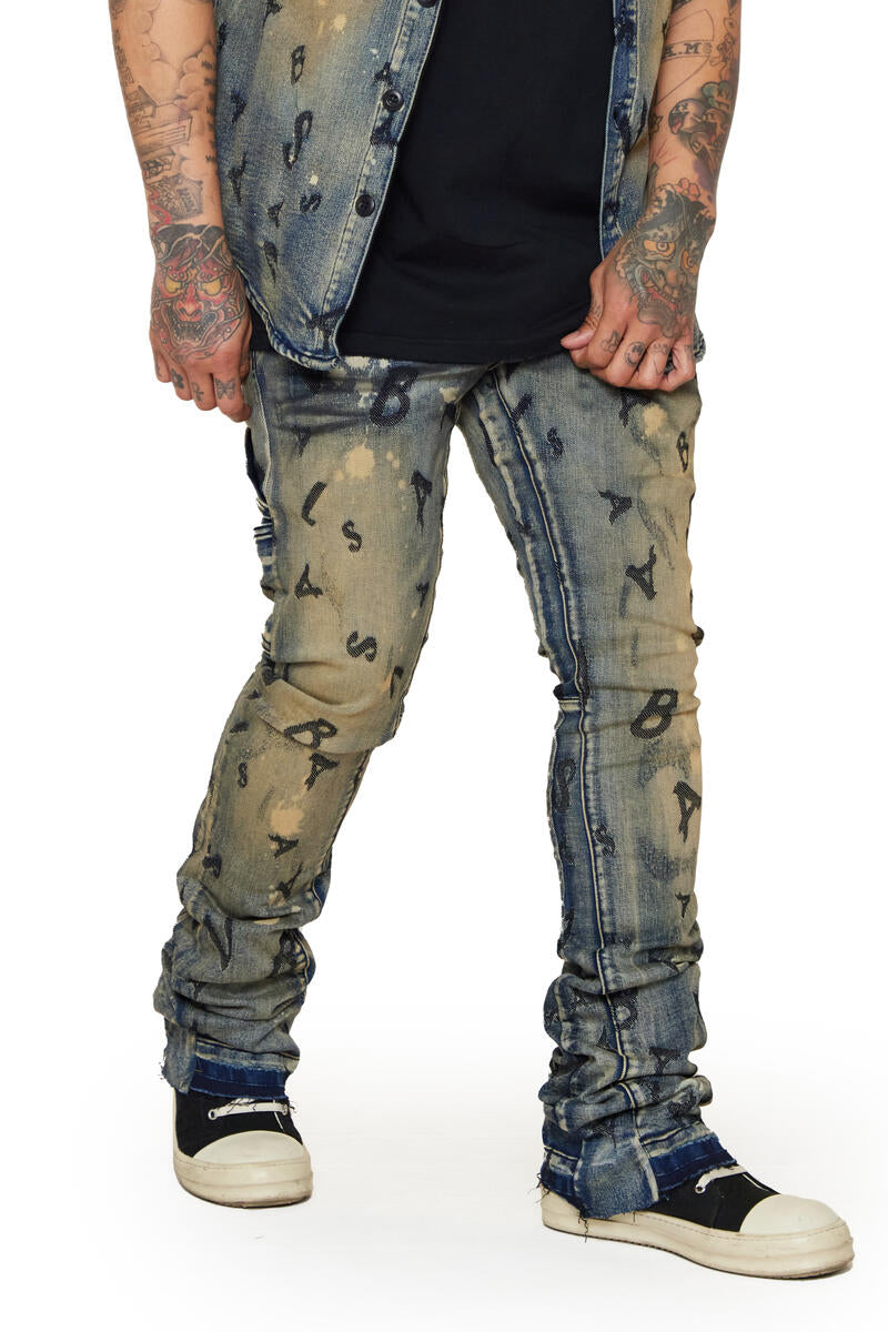 VALABASAS "V-SCRABBLE" DENIM STACKED