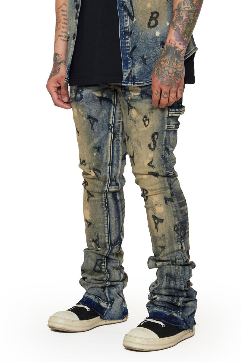VALABASAS "V-SCRABBLE" DENIM STACKED