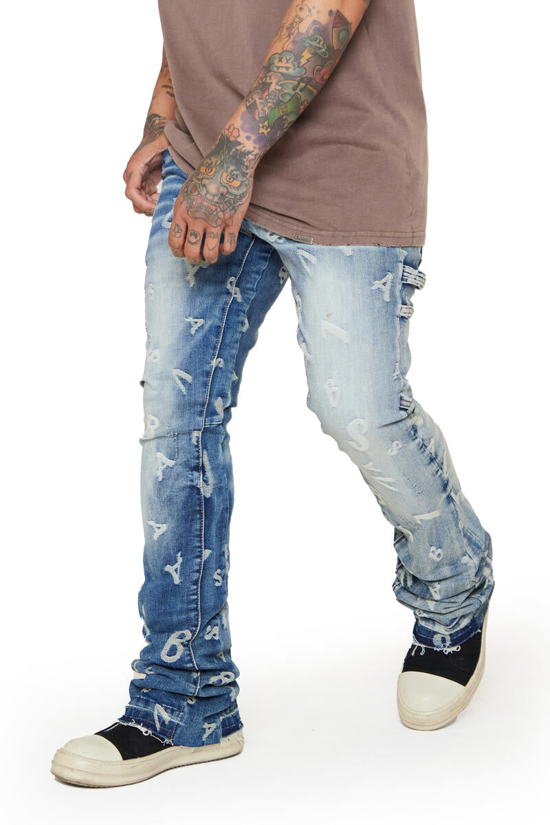 VALABASAS "V-SCRABBLE" DENIM STACKED