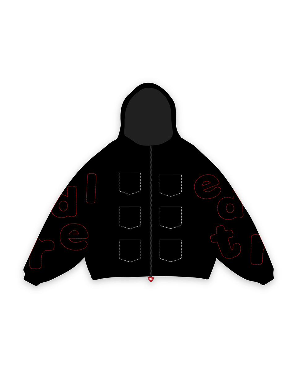 RED LETTERS Just Pockets Scattered Zip Up