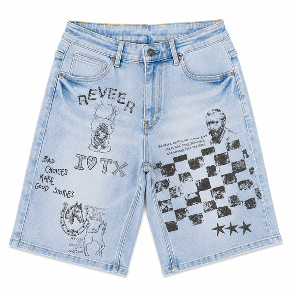 Reveer Checkered" Denim Shorts