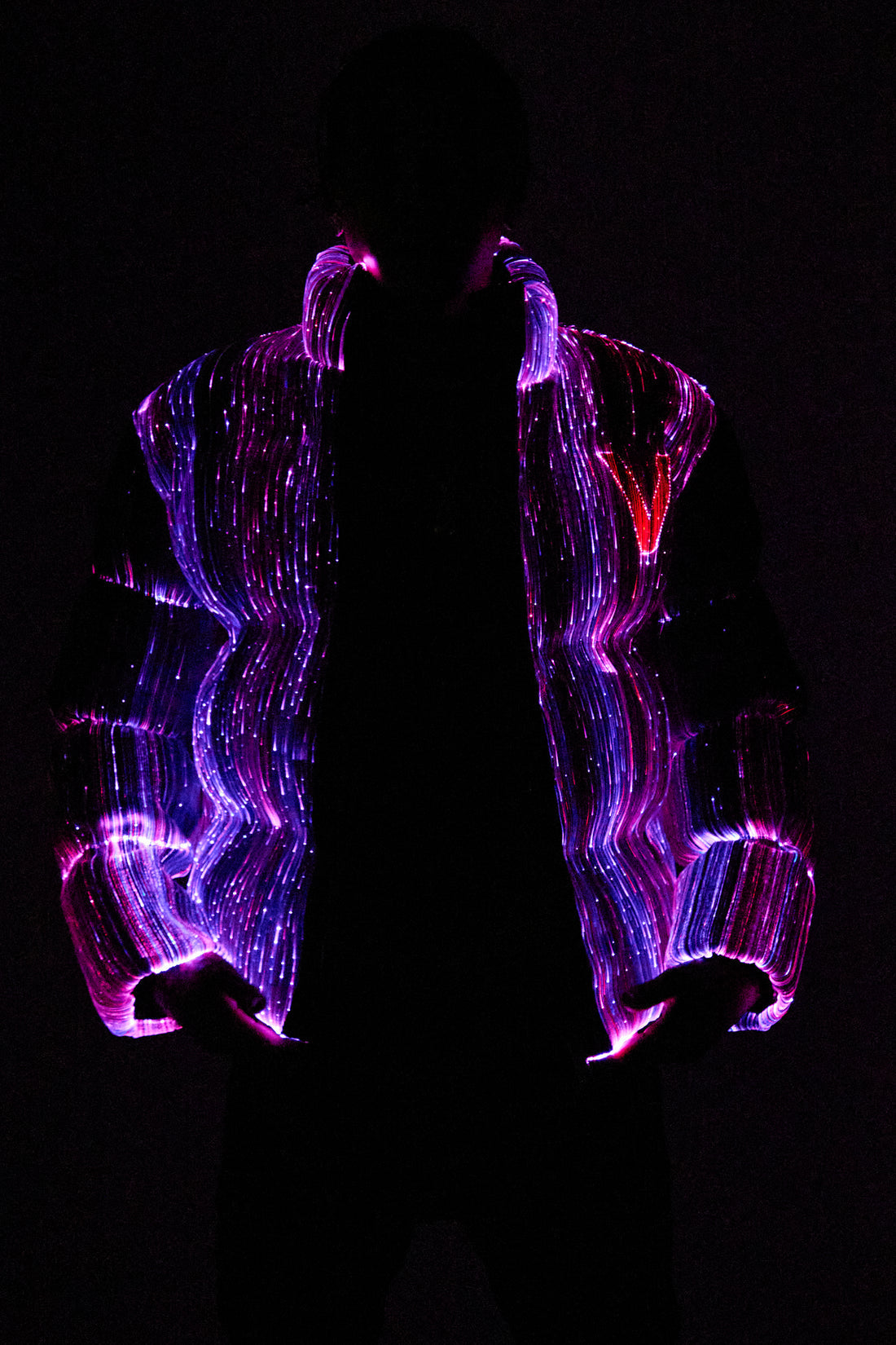 SPECTRA" BLACK LIGHT UP PUFFER JACKET