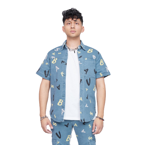 VALABASAS "WOVEN -PUZZLED" BUTTON UP