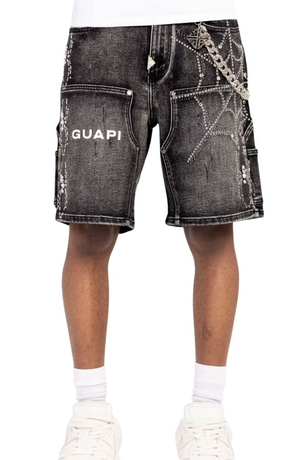 GUAPI | Vintage Obsidian Black Spider Shorts