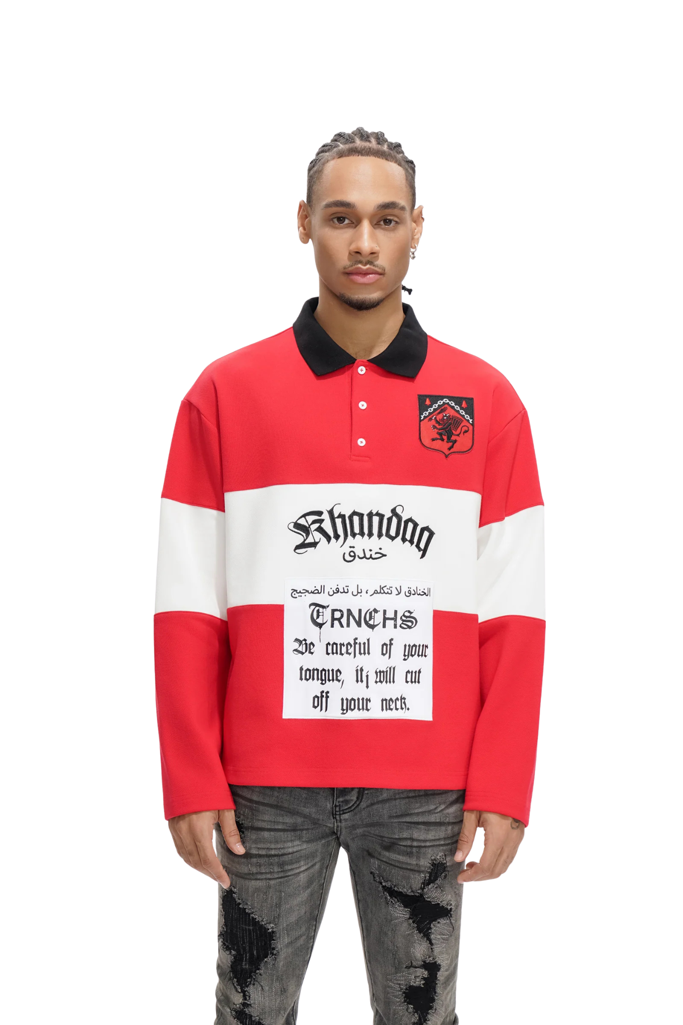 TRNCHS | Combat Polo (Red/White)