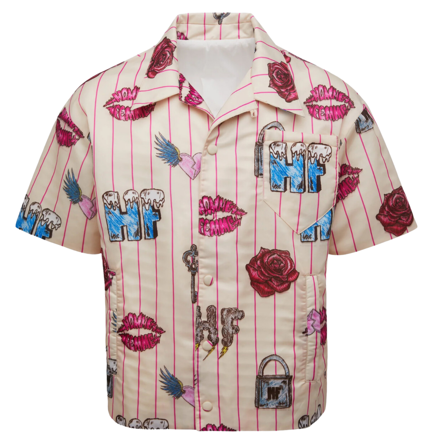 HOMME+FEMME DOODLE PUFFER SHIRT CREAM