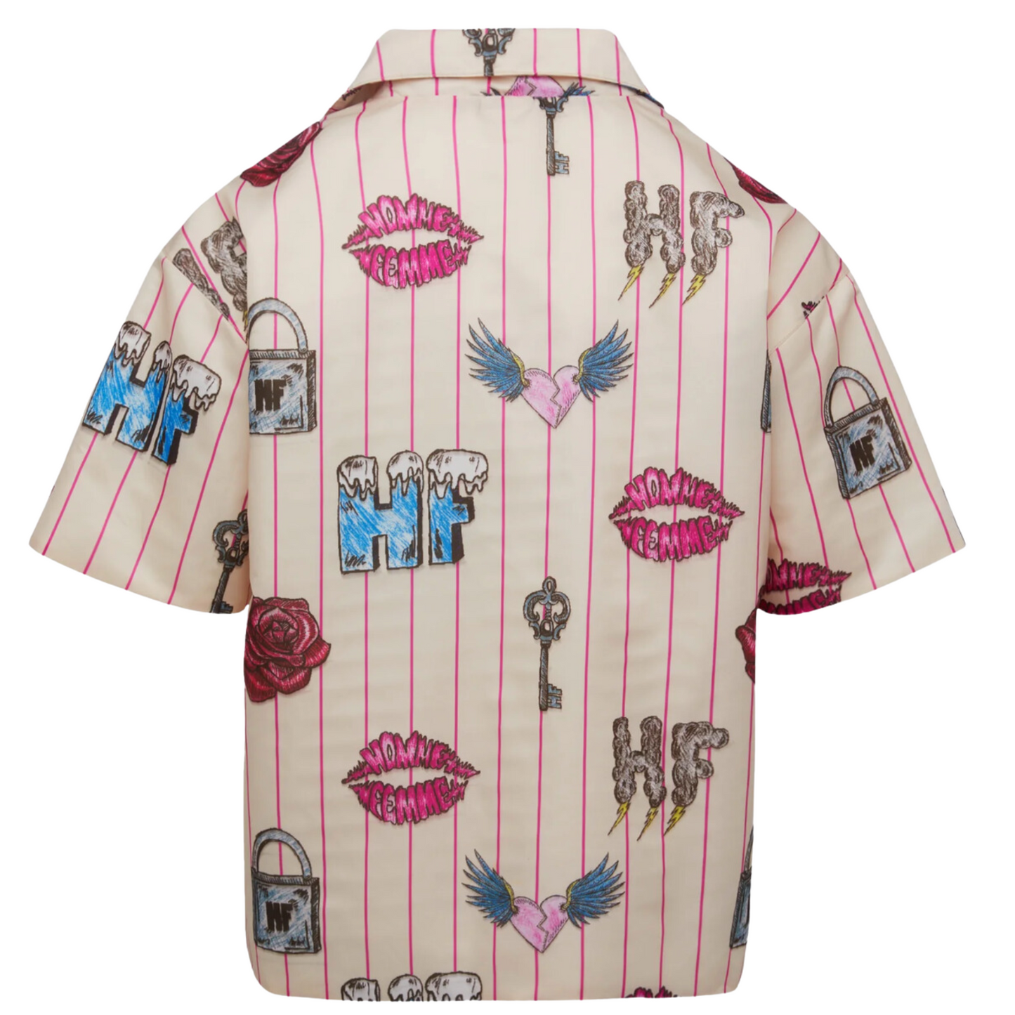 HOMME+FEMME DOODLE PUFFER SHIRT CREAM
