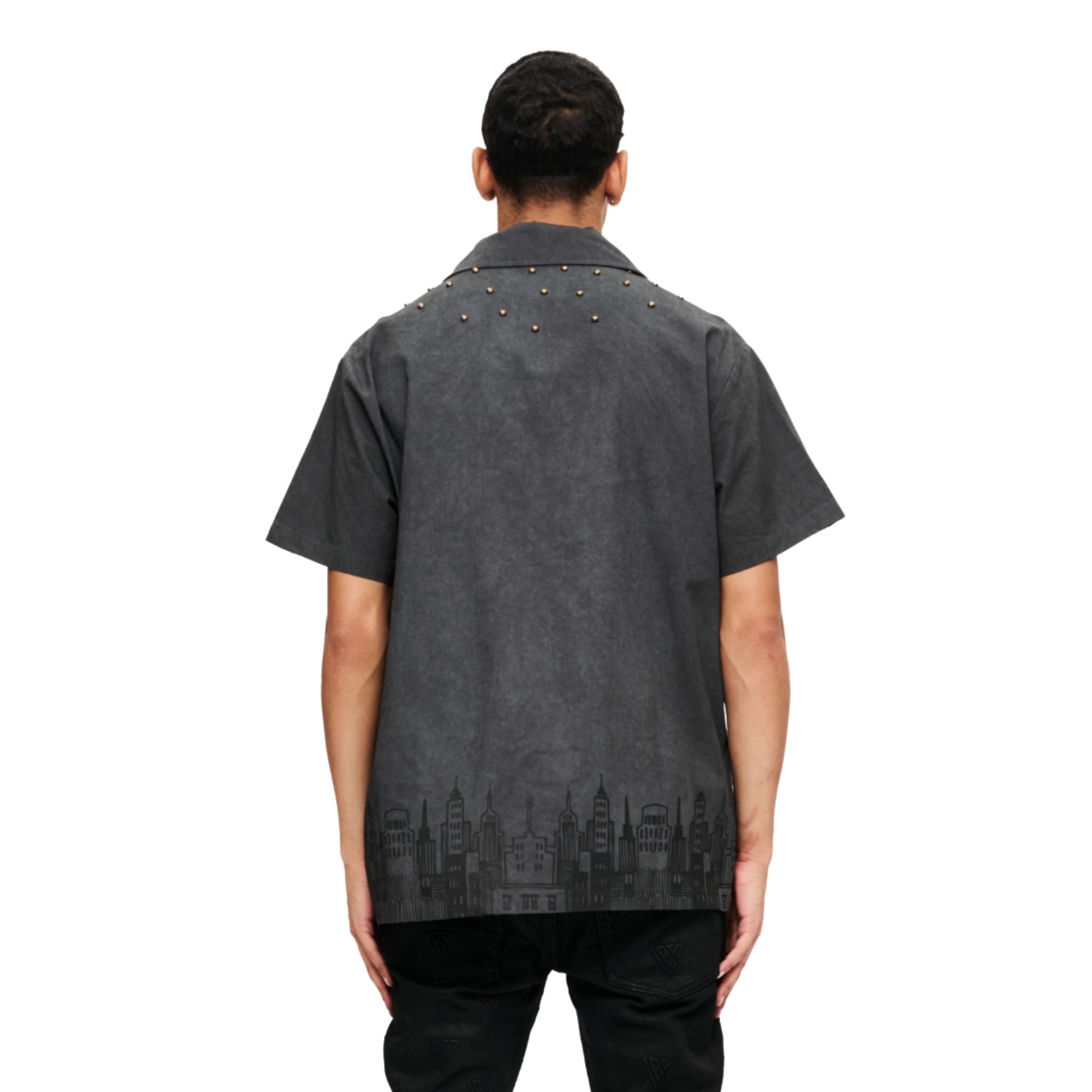 VALABASAS STUDDED STREET BUTTON UP