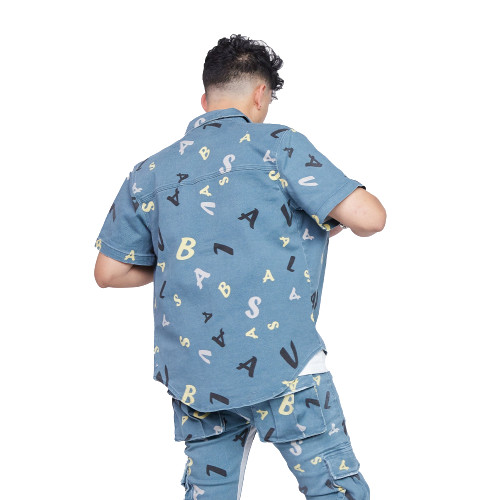 VALABASAS "WOVEN -PUZZLED" BUTTON UP