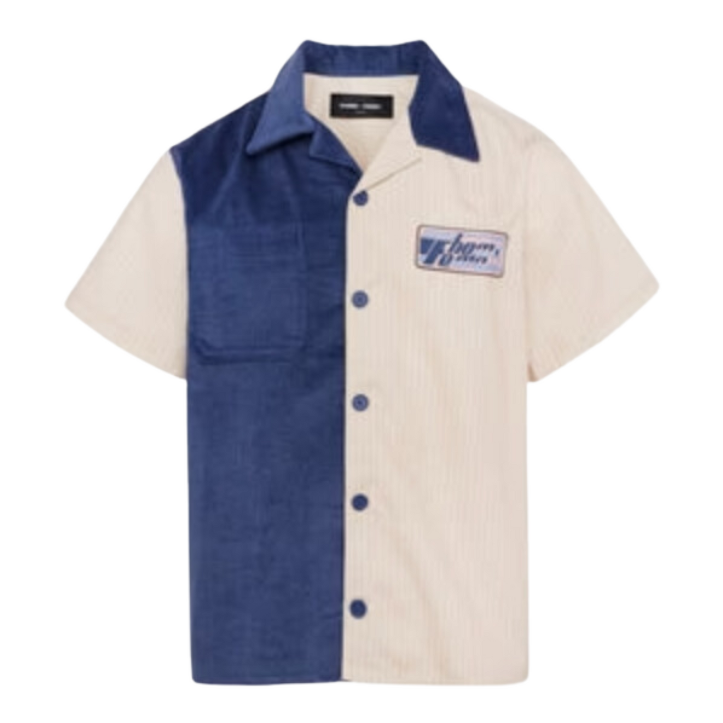 Homme + Femme Shirt - Paneled Corduroy Striped Shirt
