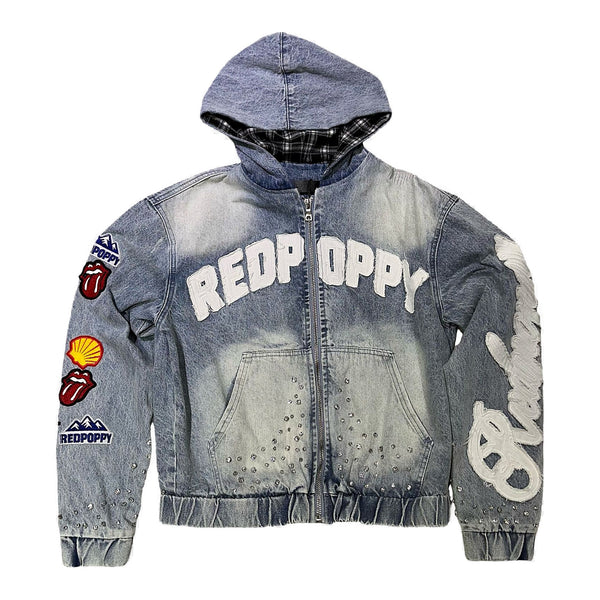 RED POPPY | Hooded Denim Jacket (Blue)