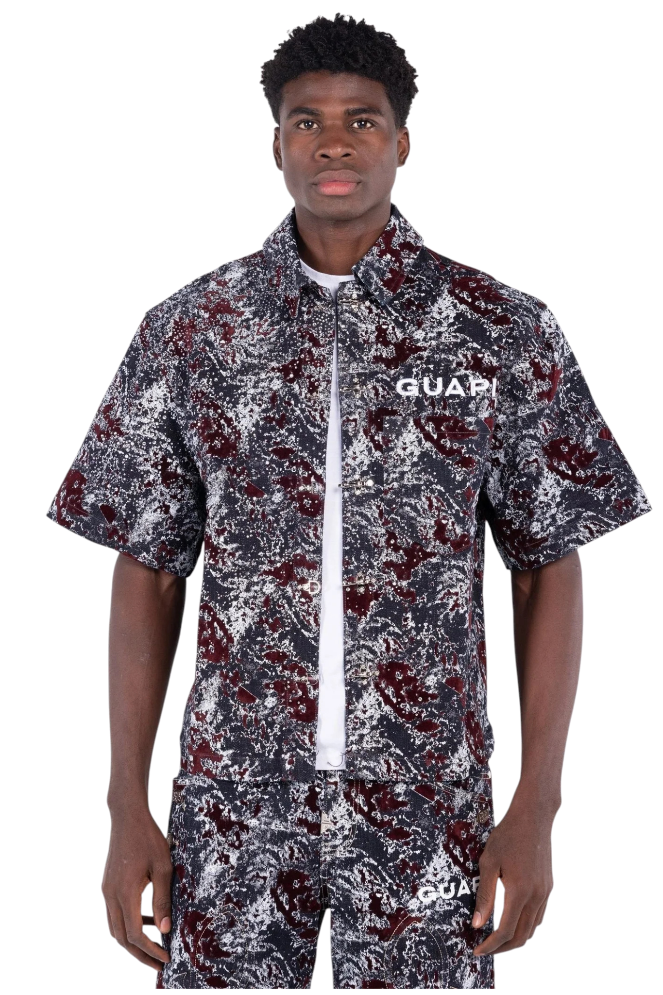 GUAPI | Wine Red Laser Velvet Shirt