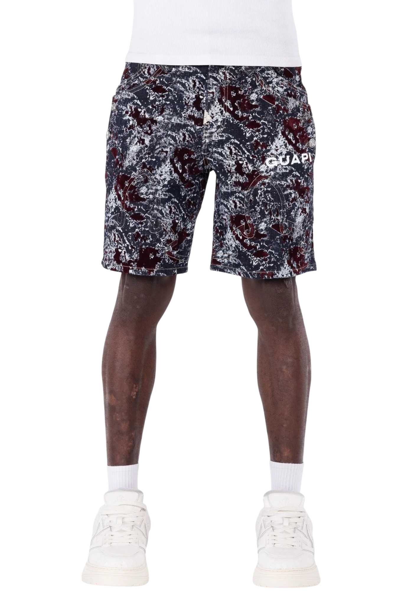 GUAPI | Wine Red Laser Velvet Shorts
