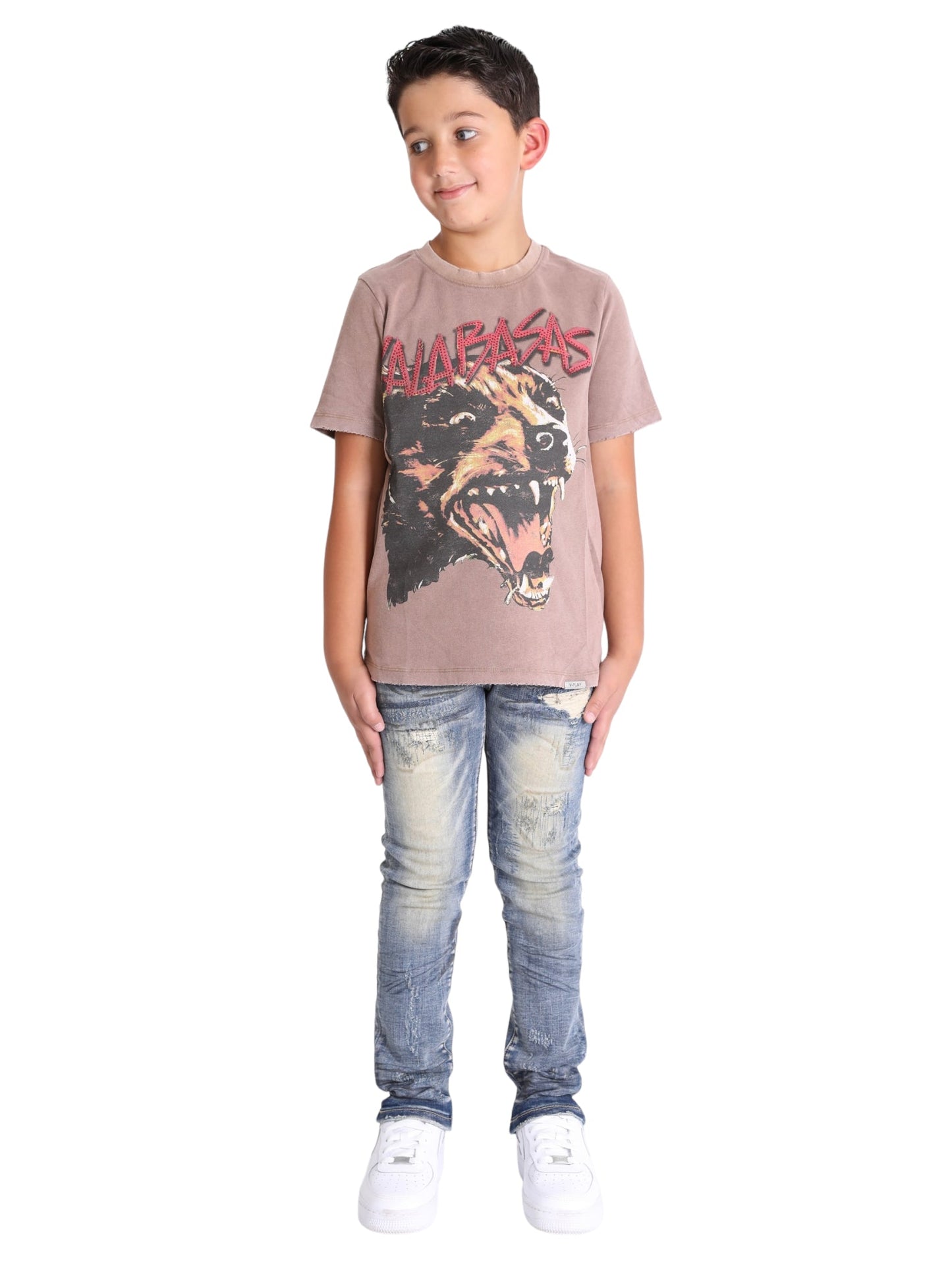 VPLAY TEE "BARKING LOUD" VINTAGE MOCA