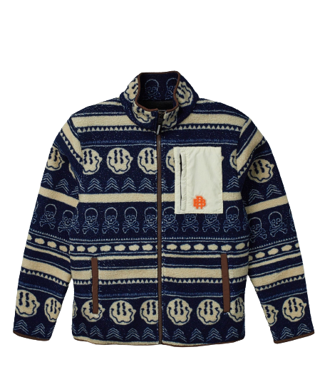 REASON Smiles Skulls Sherpa Zip Up Jacket