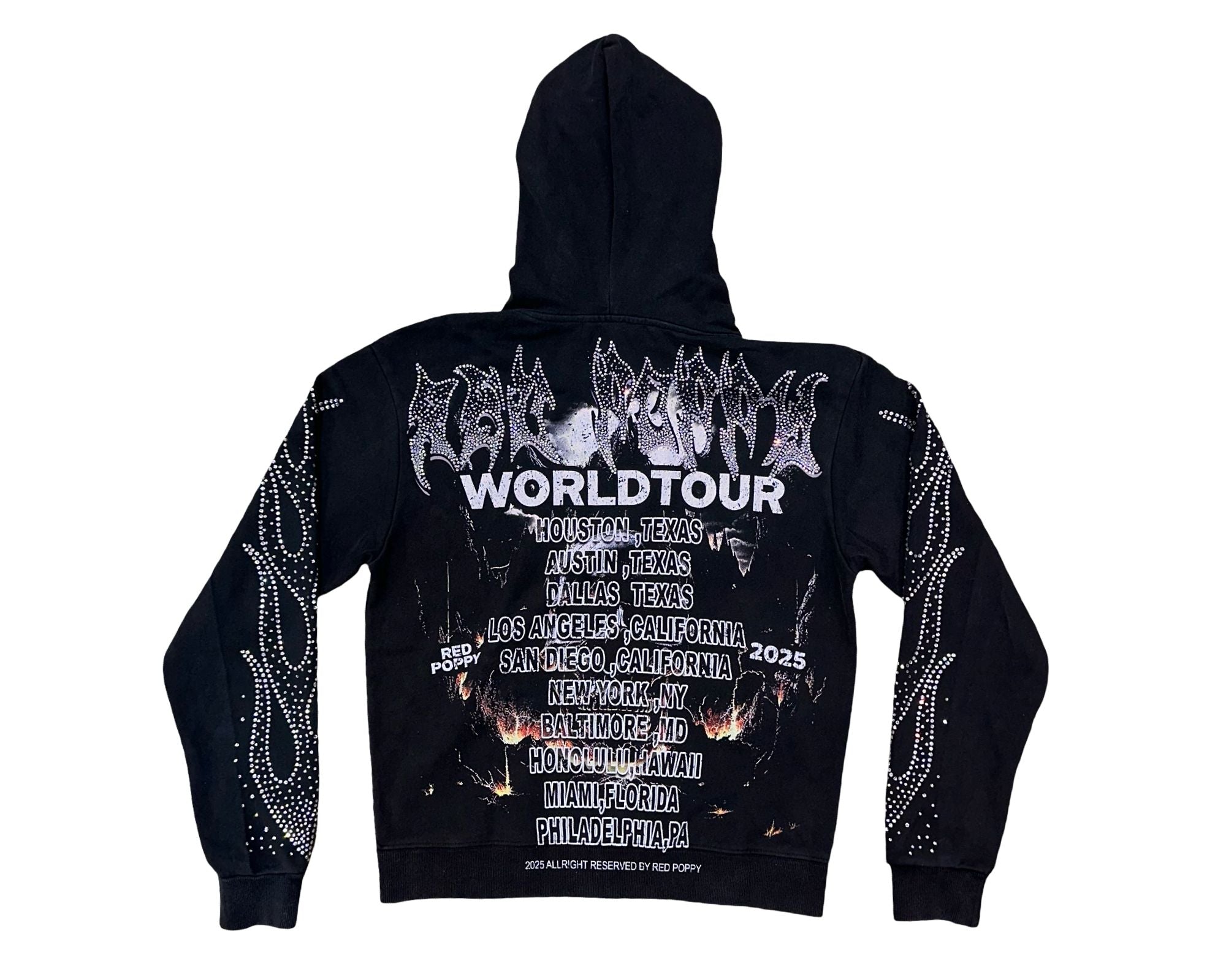 Red Poppy Hoodie for Men - Black