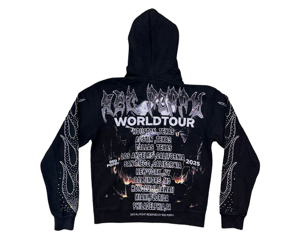 RED POPPY | Studded Zip-Up Hoodie (Black)
