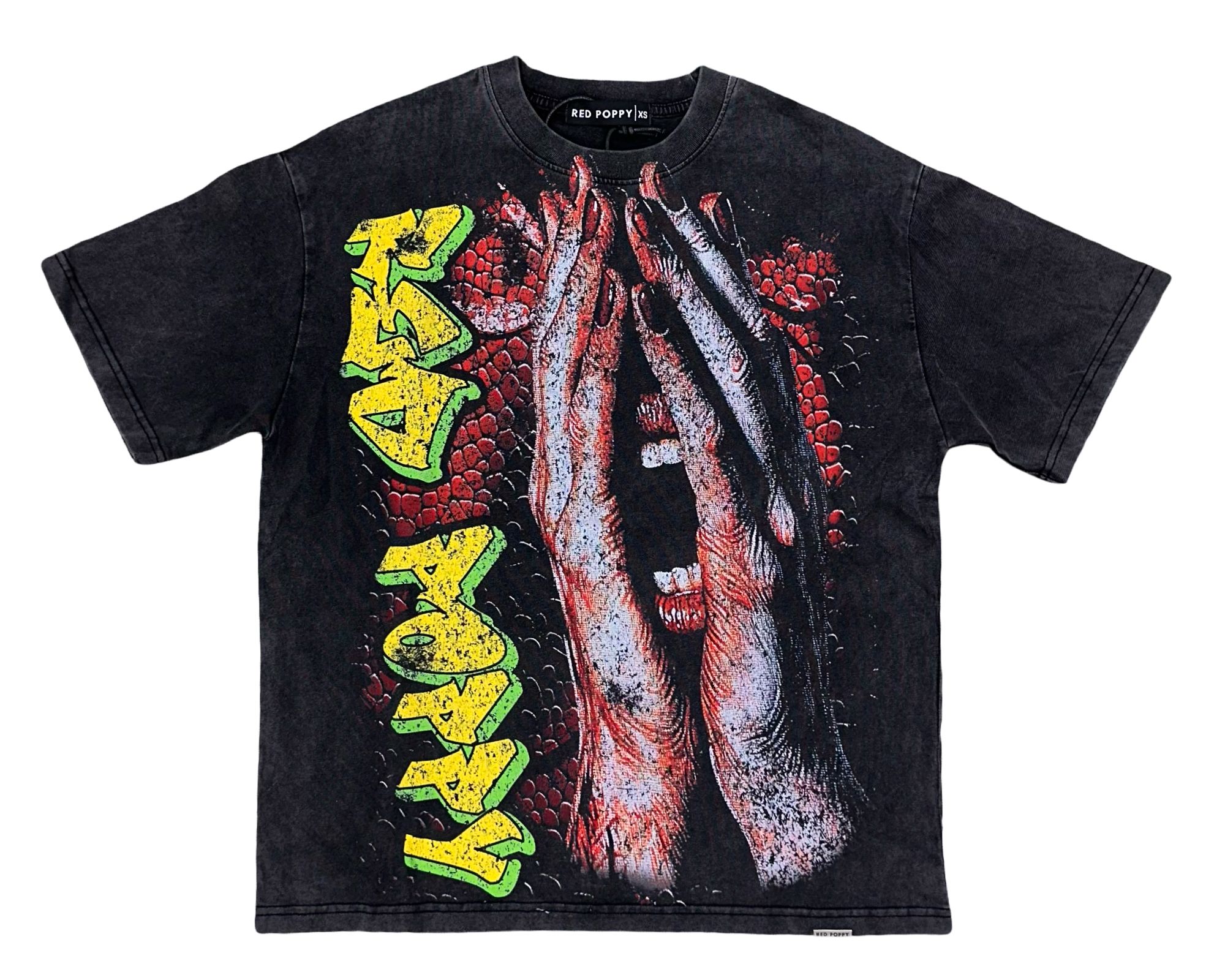 Red Poppy T-Shirt - Black