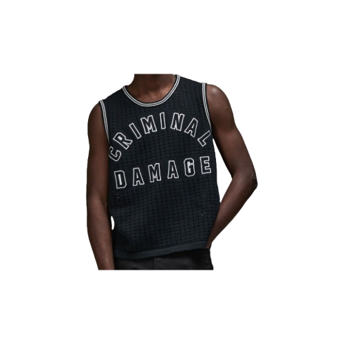 CRIMINAL DAMAGE VARSITY CROCHET VEST