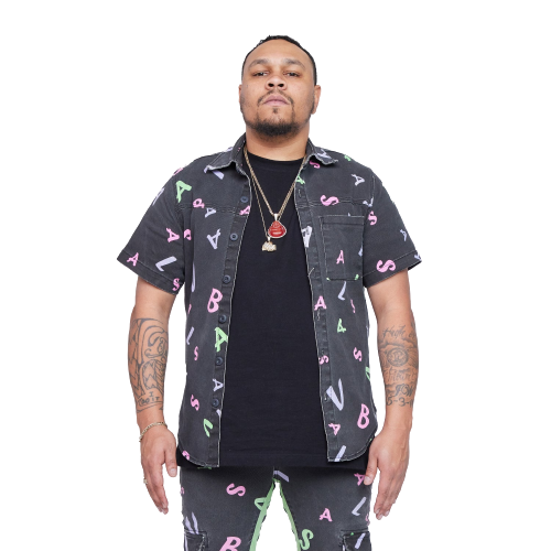 VALABASAS "WOVEN -PUZZLED" BUTTON UP