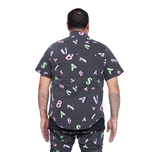 VALABASAS "WOVEN -PUZZLED" BUTTON UP