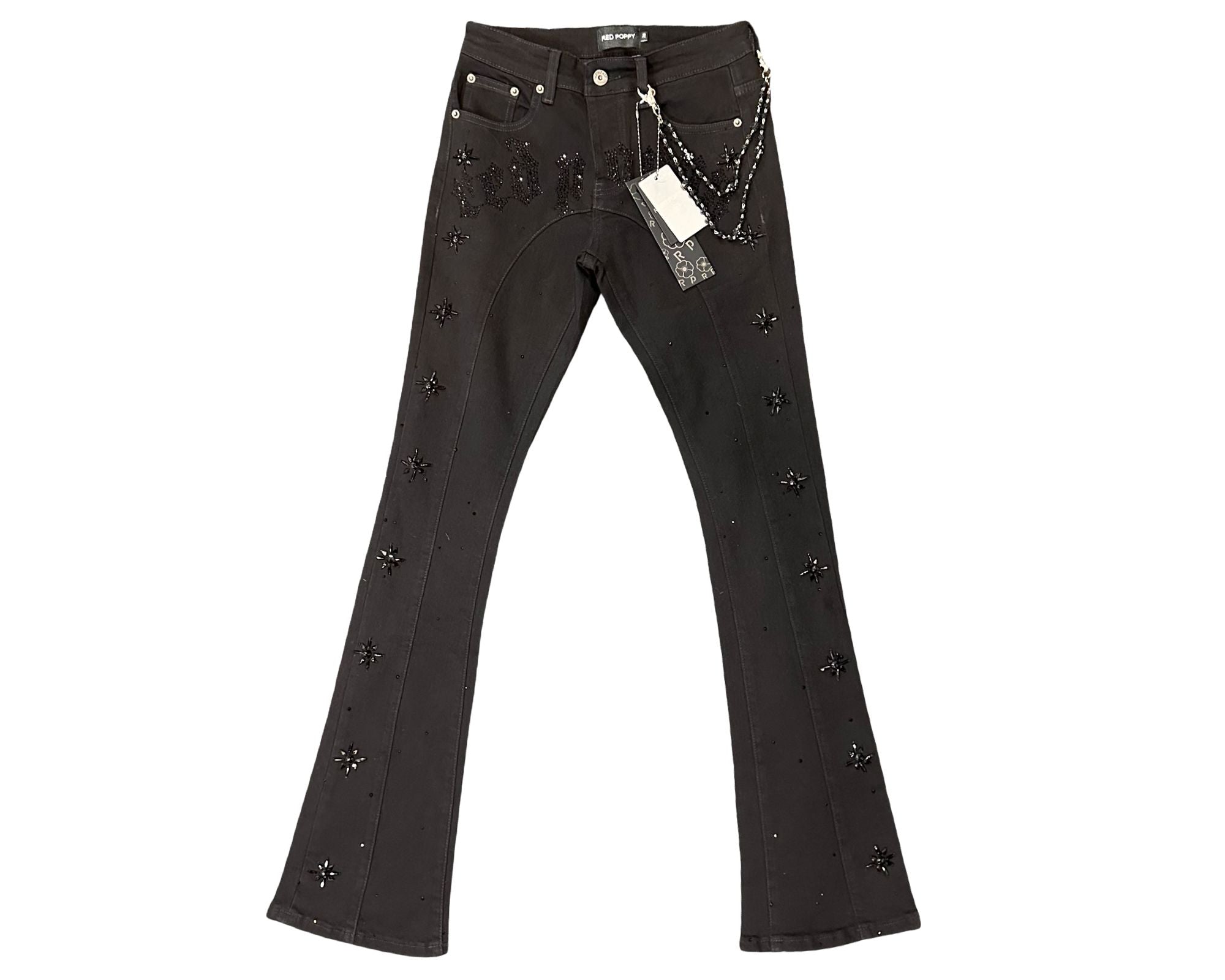 Red Poppy Black Jeans