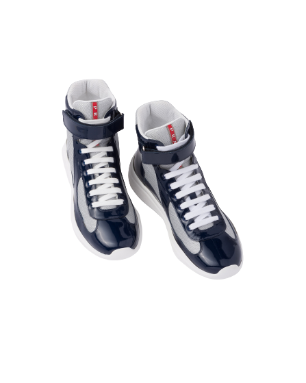 PRADA High-Top Patent Leather Sneakers