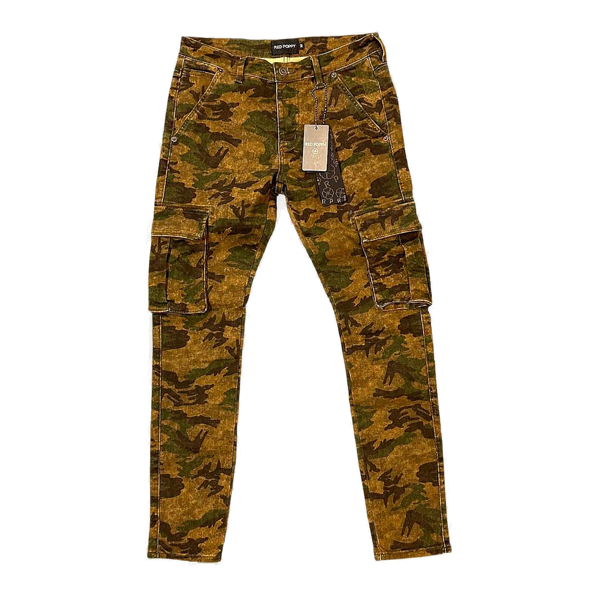 Red Poppy Skinny Denim Cargo Pants - Camouflage