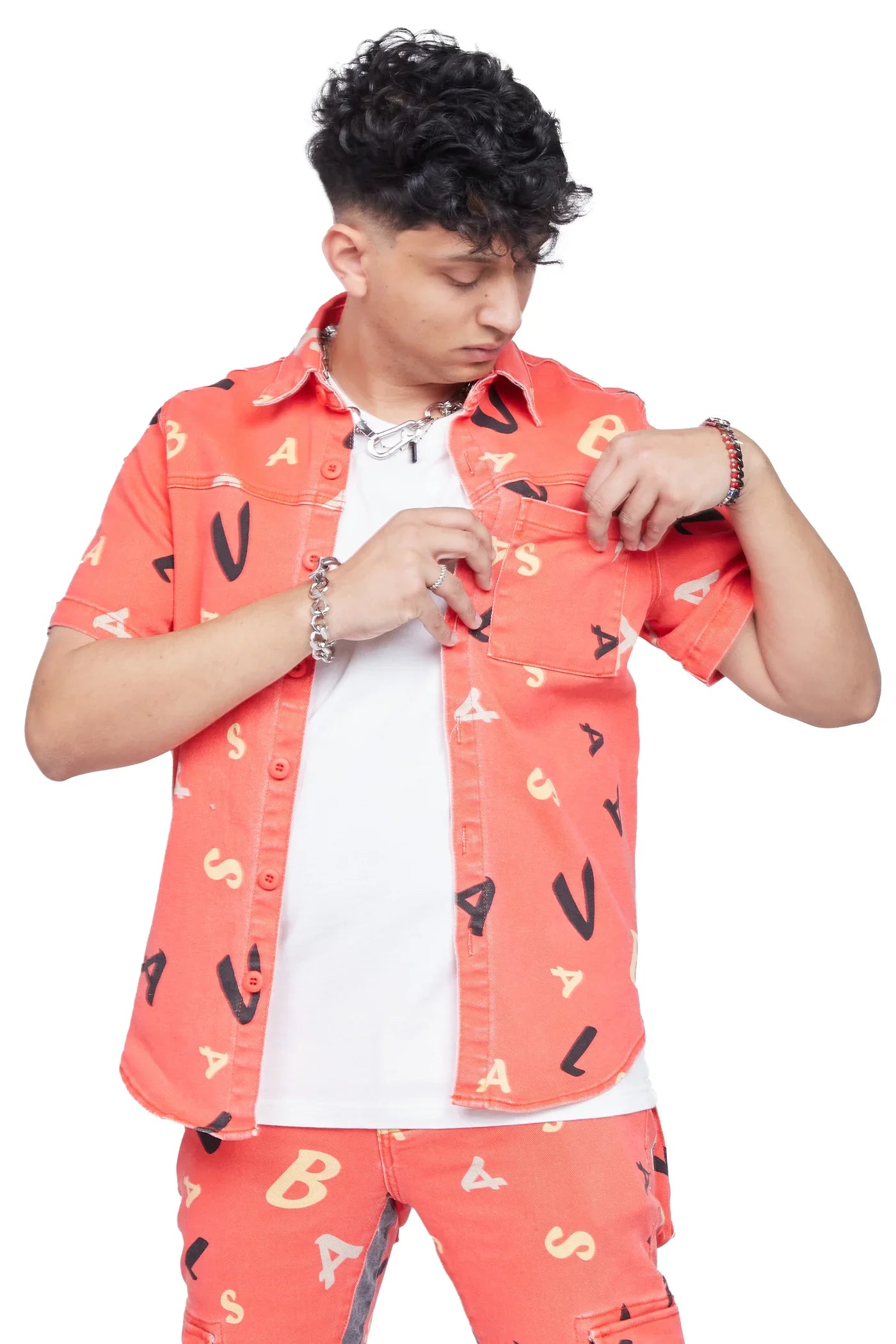 VALABASAS "WOVEN -PUZZLED" BUTTON UP