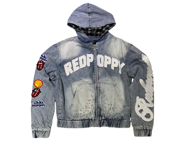 RED POPPY | Hooded Denim Jacket (Blue)