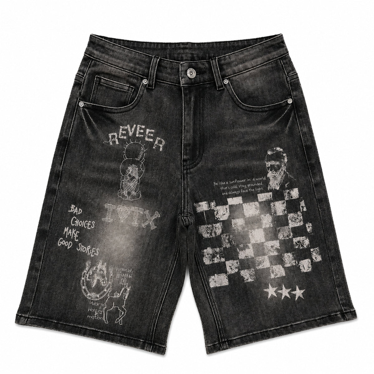Reveer Checkered" Denim Shorts