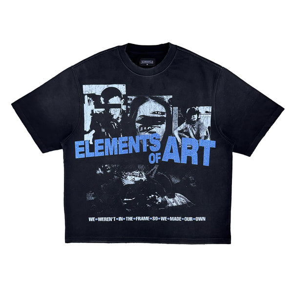 Collage Tee 2.0 Black/UNC Blue