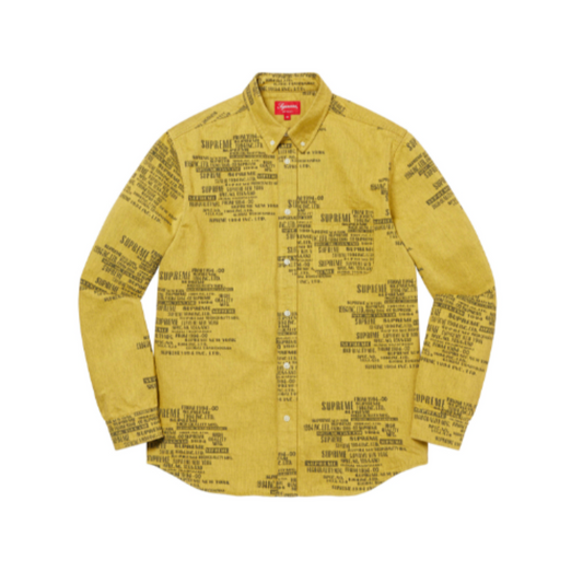 SUPREME Trademark Jacquard Denim Shirt - 'Washed Yellow'