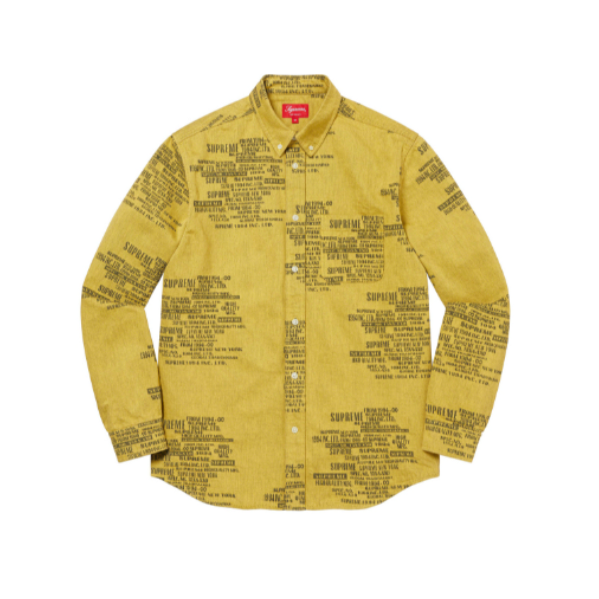 Supreme Trademark Jacquard Denim Shirt Washed Yellow