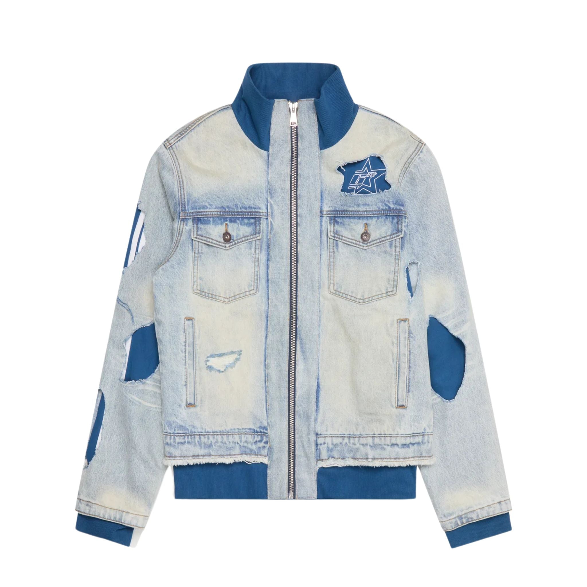 6thNBRHD JACKET "STRIPES" VINTAGE WASH (Blue)
