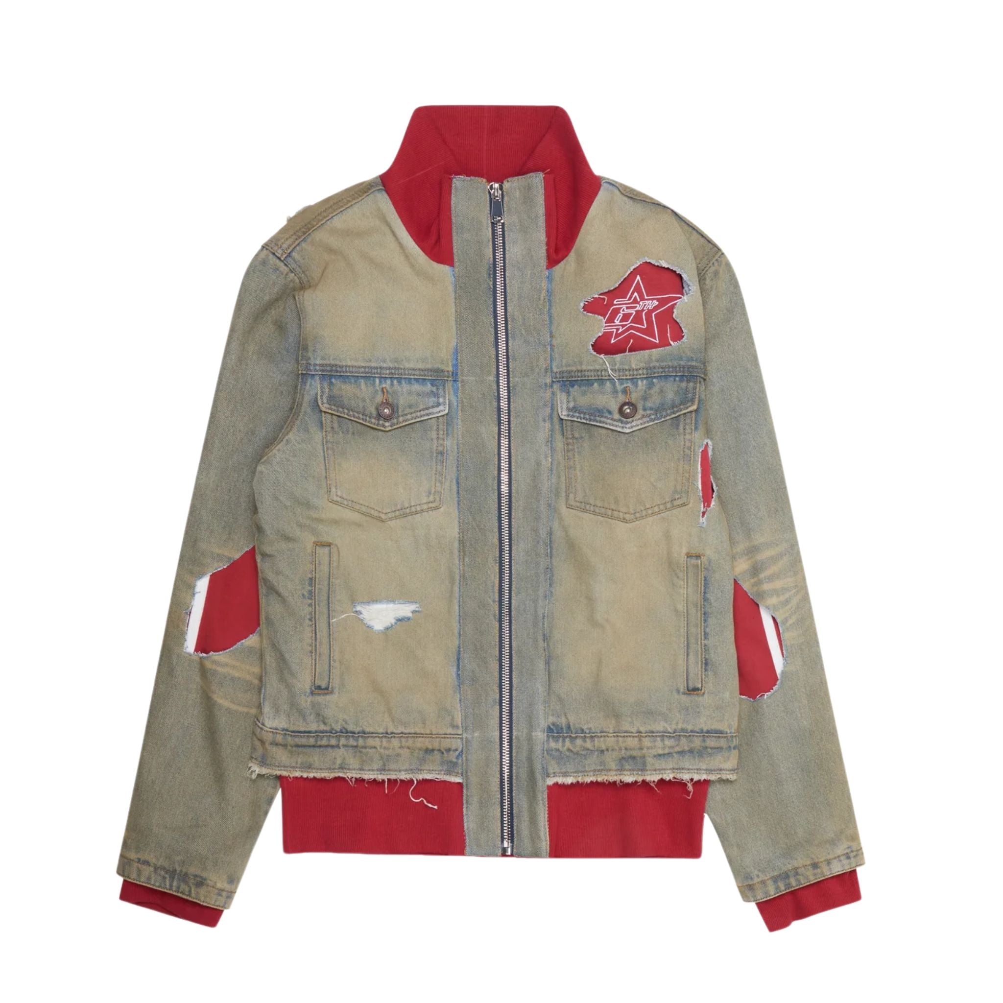 6thNBRHD JACKET "STRIPES" VINTAGE WASH (Red)