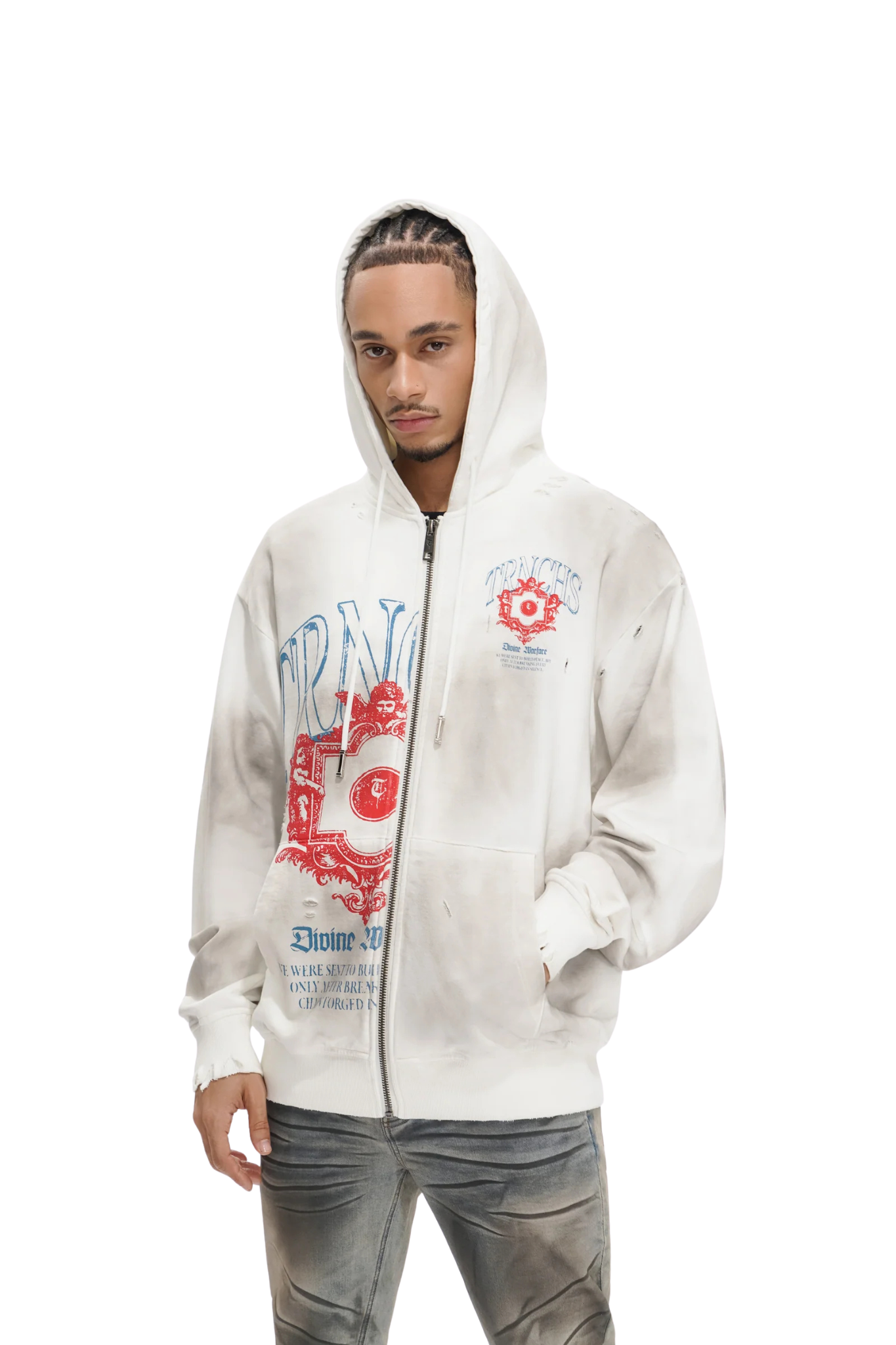 Trnchs | "Divine War" White Hoodie