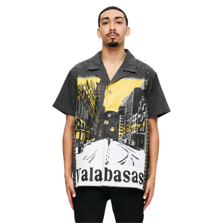 VALABASAS STUDDED STREET BUTTON UP