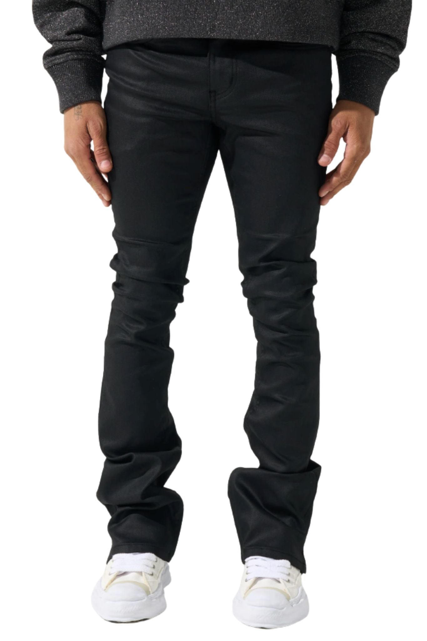 SERENEDE | "Caviar" Wax Stacked Jeans