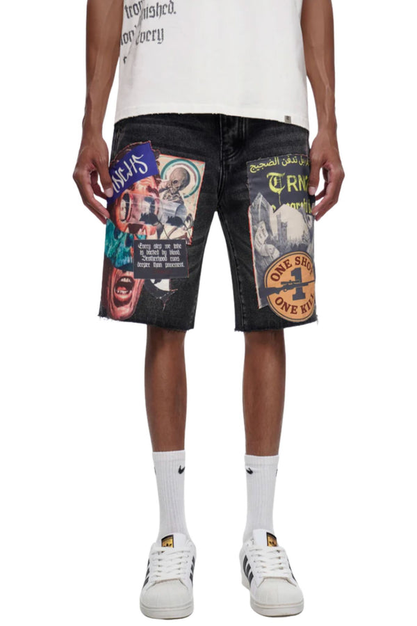 TRNCHS | Collage Wash Denim Shorts