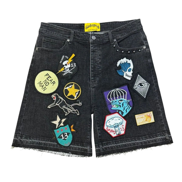 GODSPEED PATCHWORK BLACK Denim Shorts