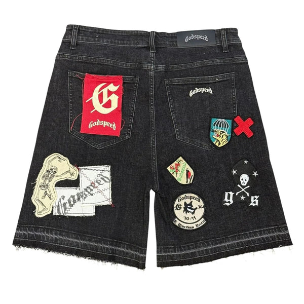 GODSPEED PATCHWORK BLACK Denim Shorts