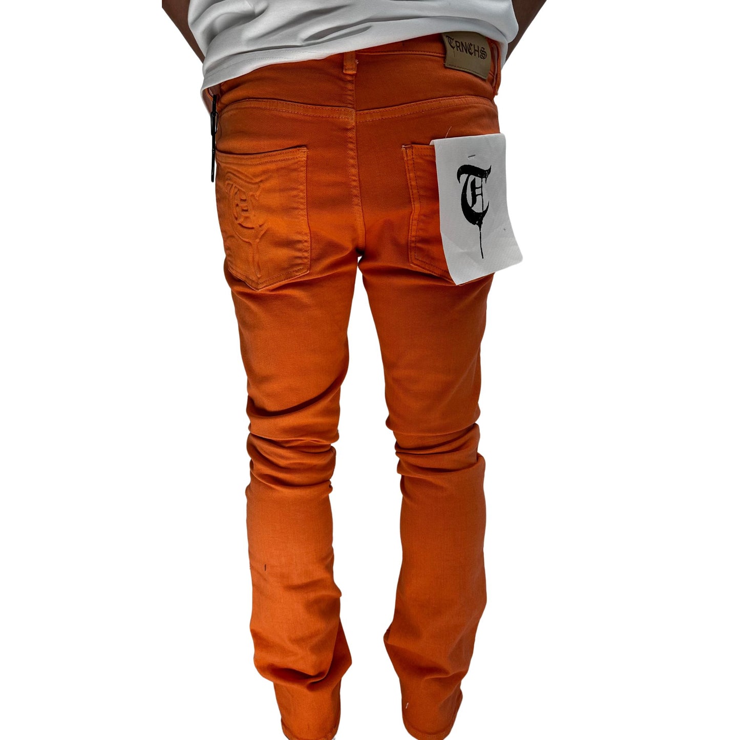TRNCHS Button Fly Orange Denim Jeans