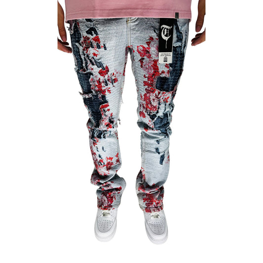 TRNCHS Red FLORIDIANS Stacked Jeans