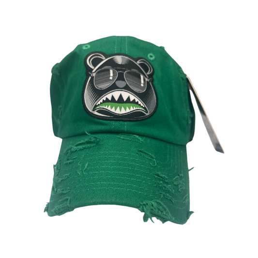 CRAZY BAWS_ Dark Green Dad Hat Distressed