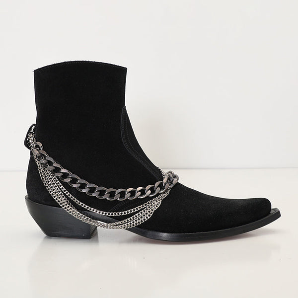 N° 31028 JASPER LAYERED CHAIN BOOTS - BLACK SUEDE