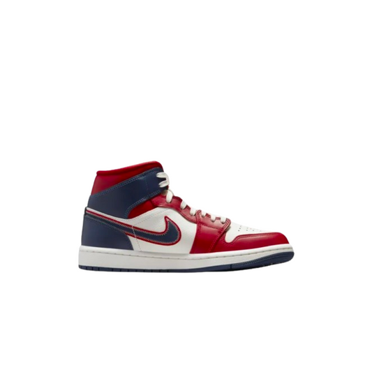 Women's Air Jordan 1 Mid SE Gym Red and Midnight Navy