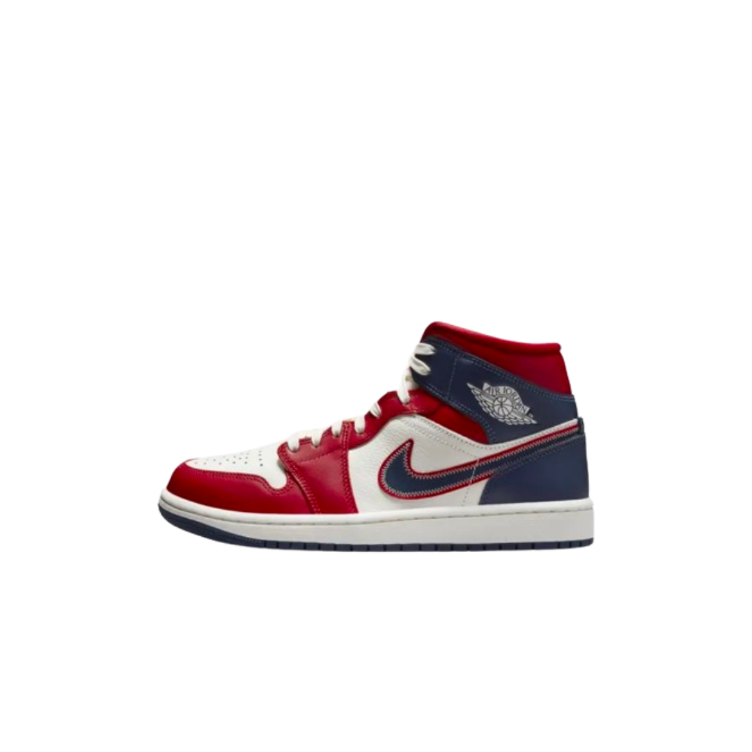 Women's Air Jordan 1 Mid SE Gym Red and Midnight Navy