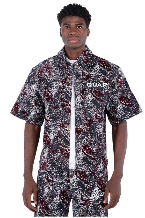 GUAPI | Wine Red Laser Velvet Shirt
